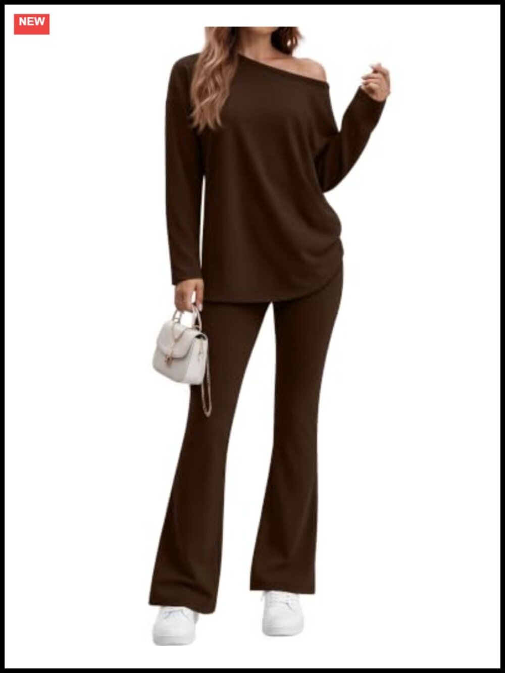 Womens Lounge Set 2 Piece Off Shoulder Flare Pants Matching Outfit Casual